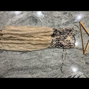 Beige leopard / pleated dress